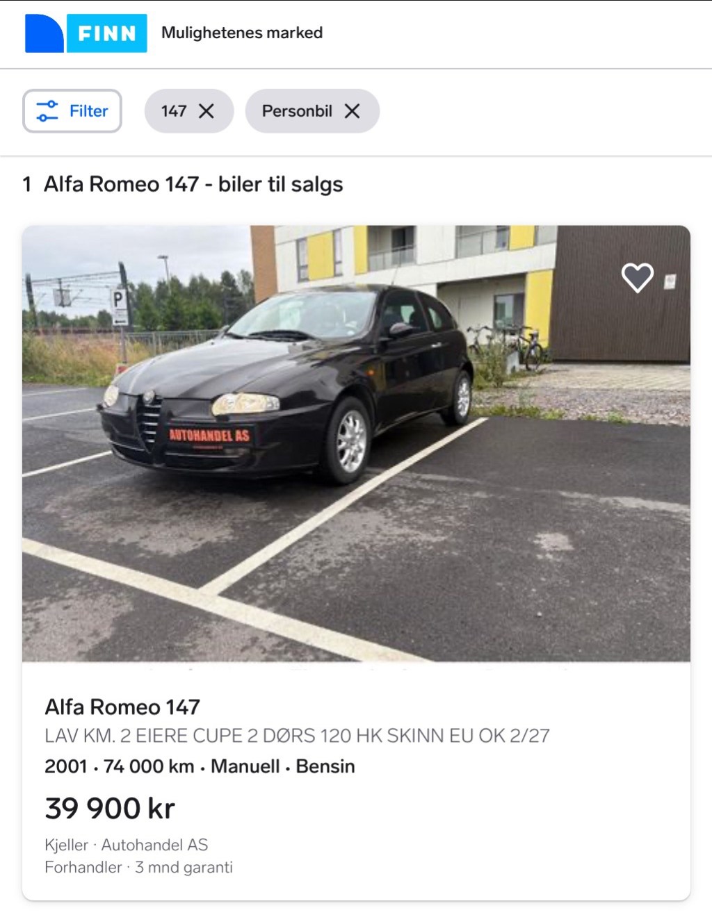 Rimelig bil på&nbsp;Finn.no